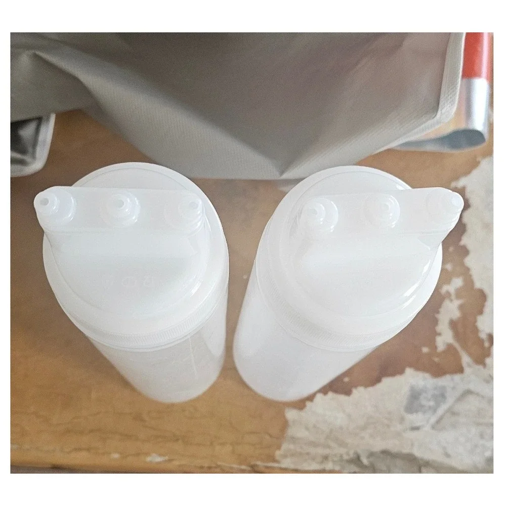 Set of 2 Triple Tip Squeeze Bottles Clear Plastic Sauce Condiment Dispensers